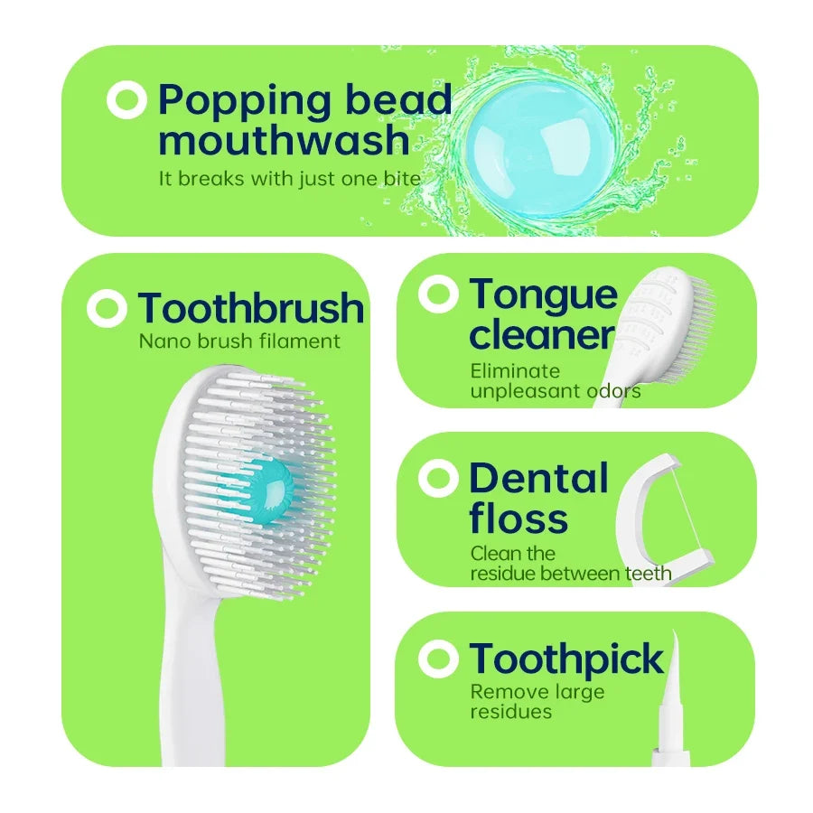 Portable Travel Toothbrush Mini Exploded Bead Toothbrush Disposable Adult Cleaning Toothbrush Individually Packaged