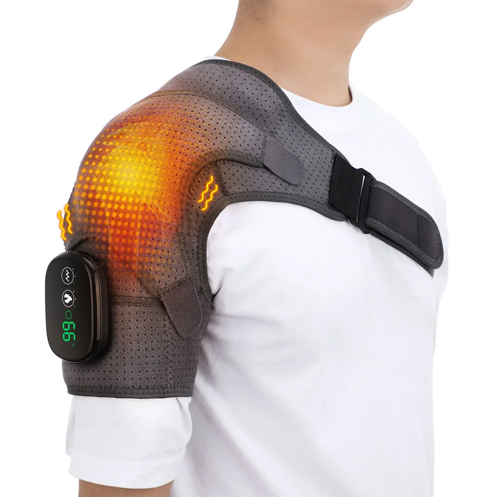 Electric Heating Shoulder Massage Back Shoulder Brace Shoulder Support Adjustable Led Hot Compress Heating Belt