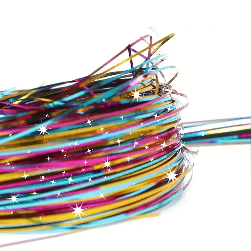 Synthetic Sparkling Shiny Tinsel Hair Extensions Colorful Holographic Hair Tinsel Glitter Fairy Hair