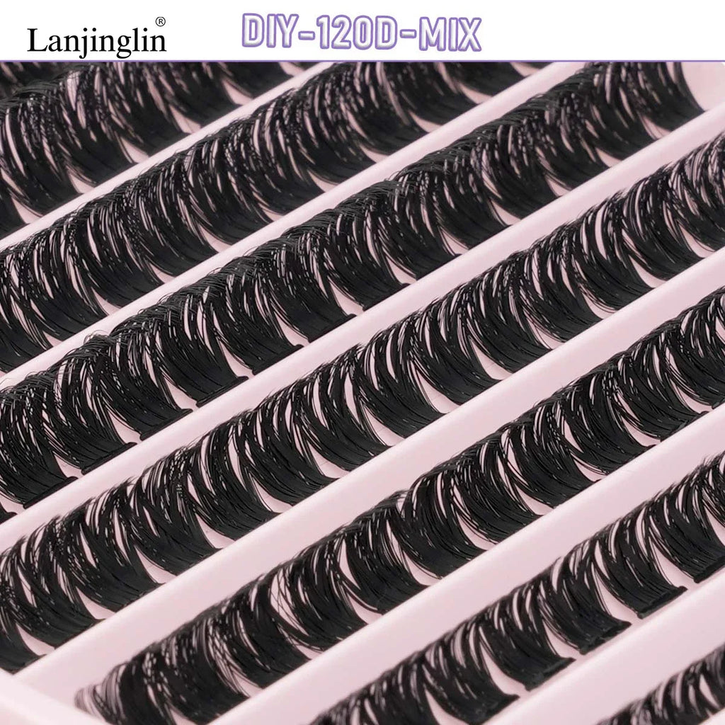 New 10Rows Individual Lashes Kit Natural Long DIY Cluster Eyelashes with Lash Bond and Seal Extension Kit Makeup Tools Faux Cils