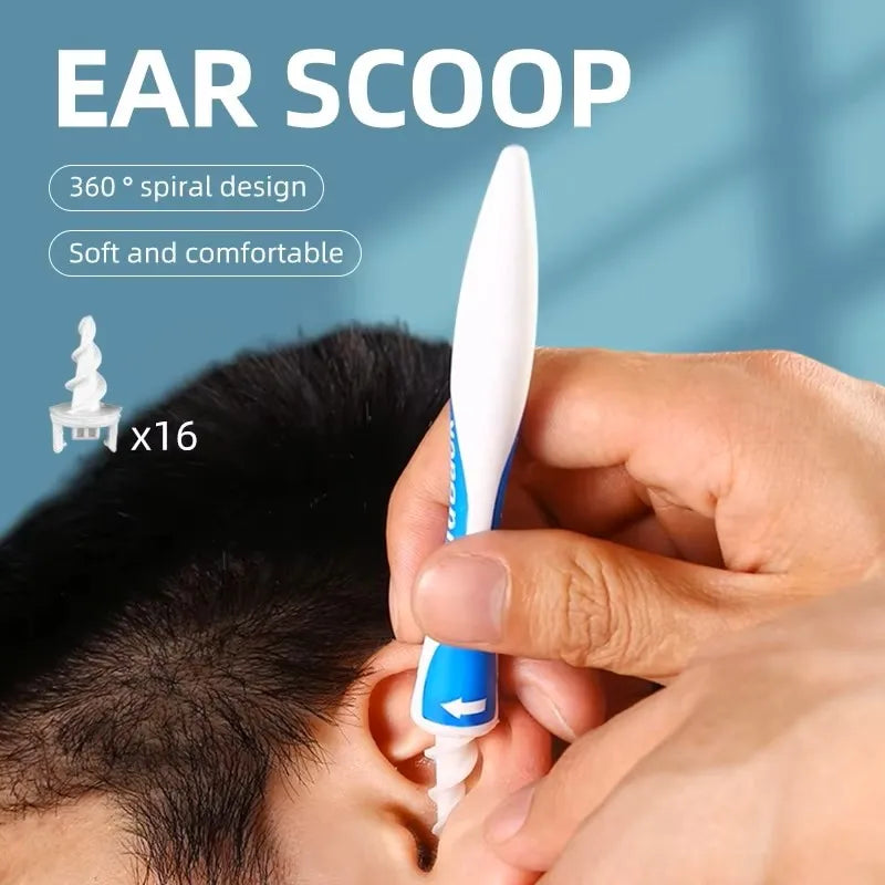 16pcs Ear Cleaning Tools Set Silicone Soft Spiral Ear Scoop Wax Removal Portable Personal Hygiene Ear Care Beauty Gadget
