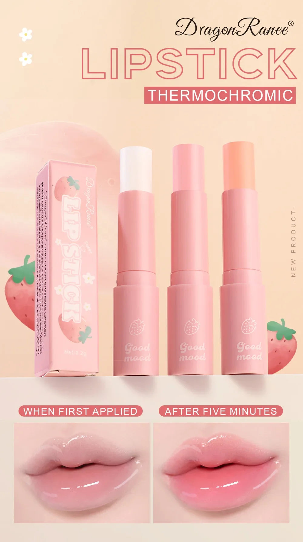 Long Lasting Color Change Lip Balm Moisturizing Hydrating Repair Lip Care Jelly Lipstick Fruity Tint Makeup