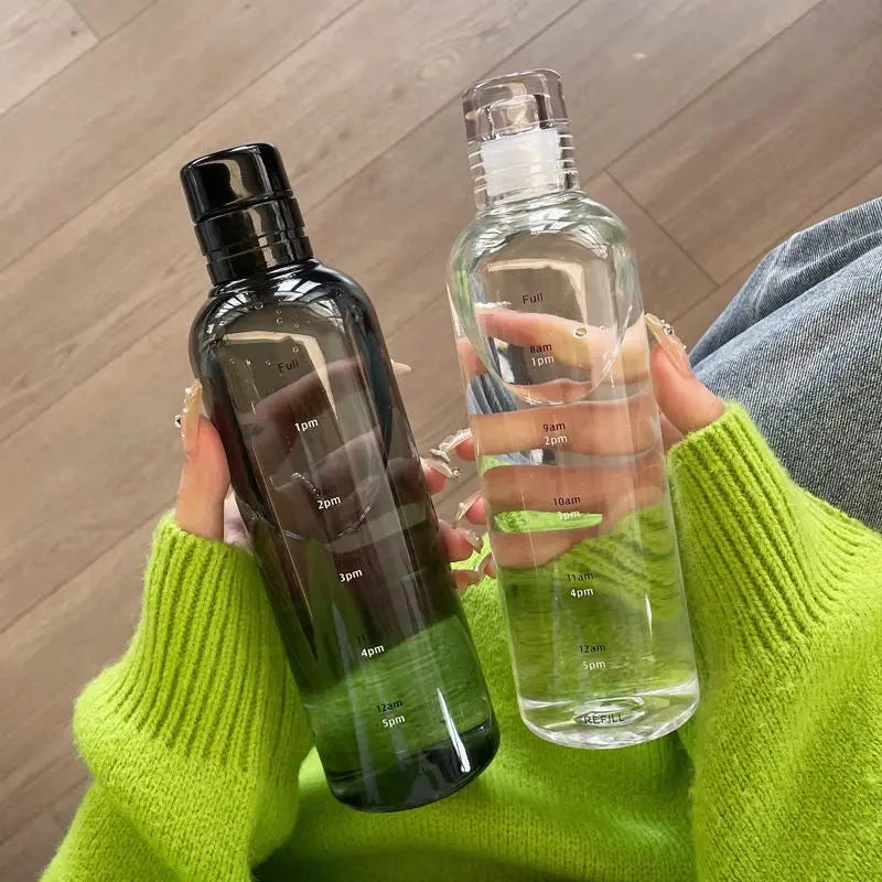 Couple Plastic Water Bottle with Time Scale