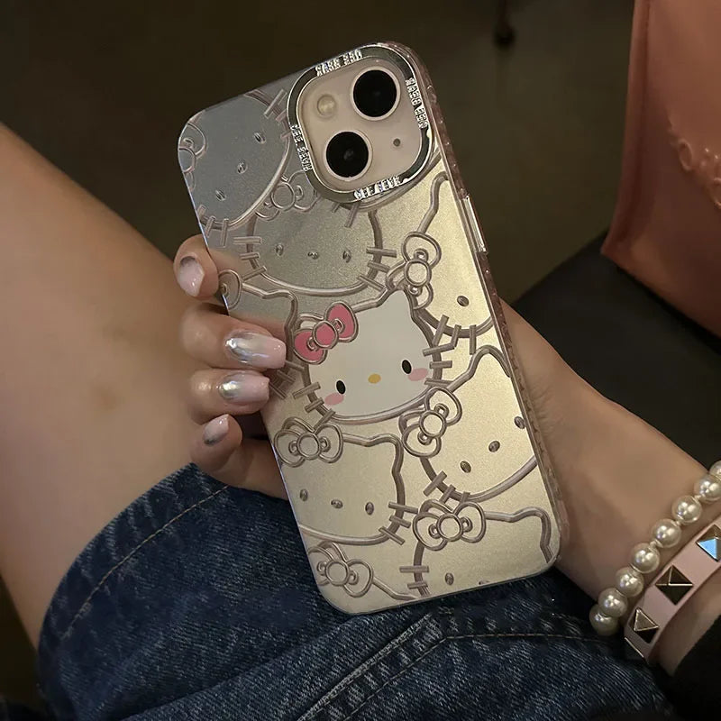 Kawaii Hello Kitty Phone Protective Case Miniso Anime Lovely Girl Good-Looking Full Screen Powder