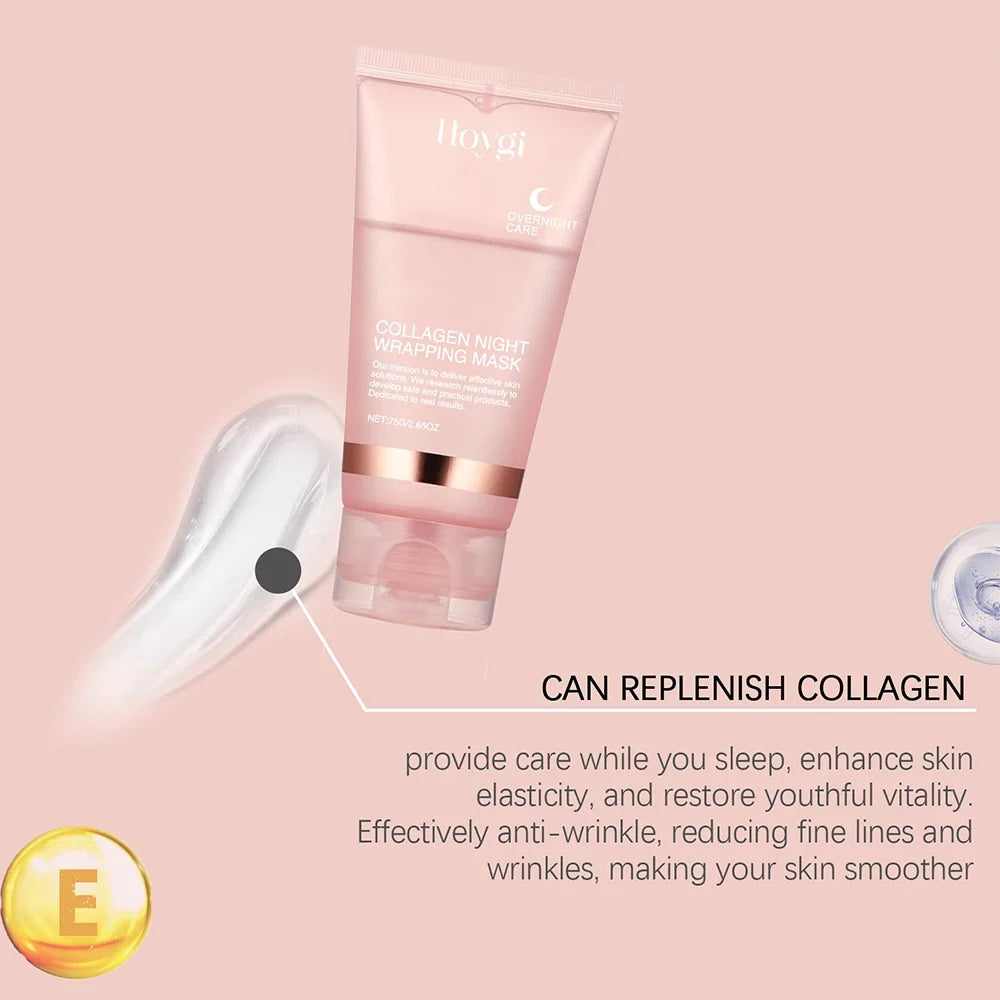 HOYGI Collagen Overnight Wrapping Peel Off Facial Mask Deeply Hydrating Moisturizing Night Wrapping Face Mask Care Cream