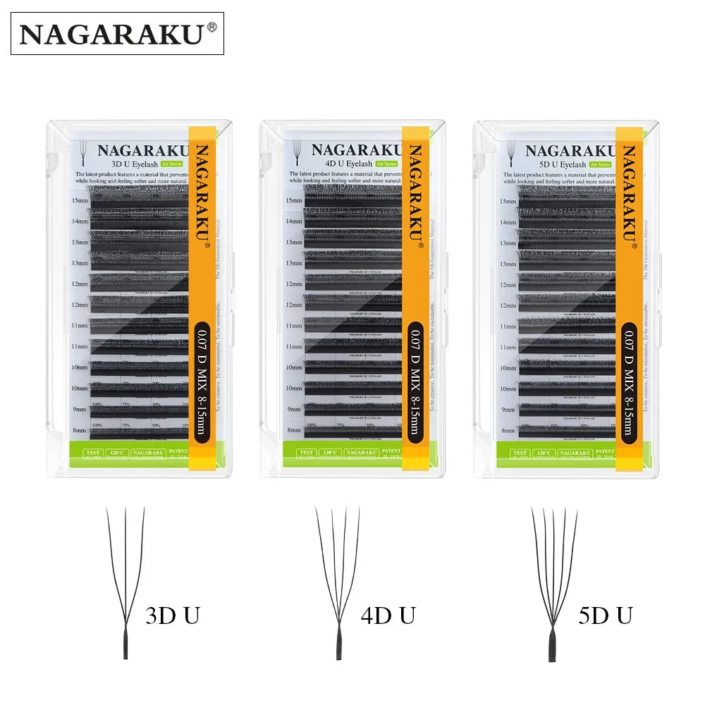 NAGARAKU 3D 4D 5D UU W Eyelashes U Shape Eyelash Extensions Soft Lashes Makeup Mesh Net Cross Premade Volume Eyelash