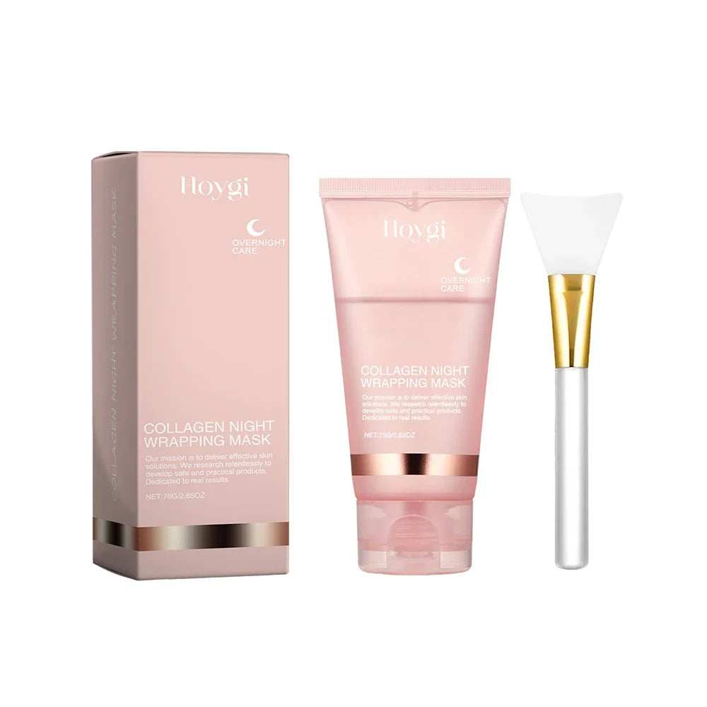 HOYGI Collagen Overnight Wrapping Peel Off Facial Mask Deeply Hydrating Moisturizing Night Wrapping Face Mask Care Cream
