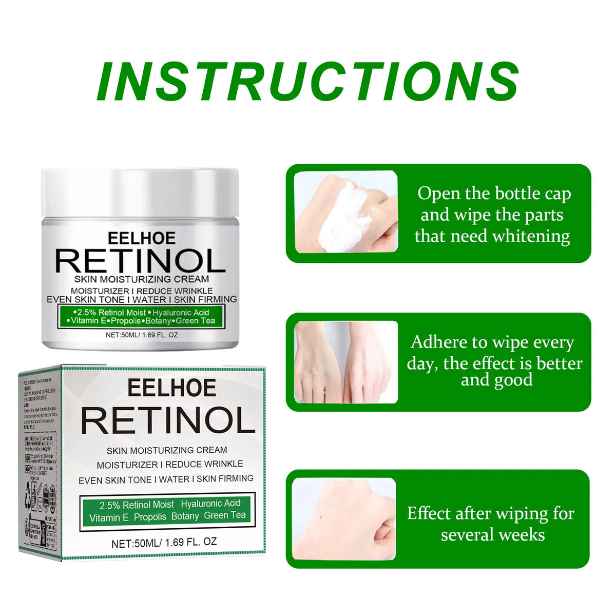 EELHOE Retinol Whitening Cream Private Part Armpit Knee Buttocks Moisturizer Dark Skin Bleaching Lighten Melanin Brighten Cream