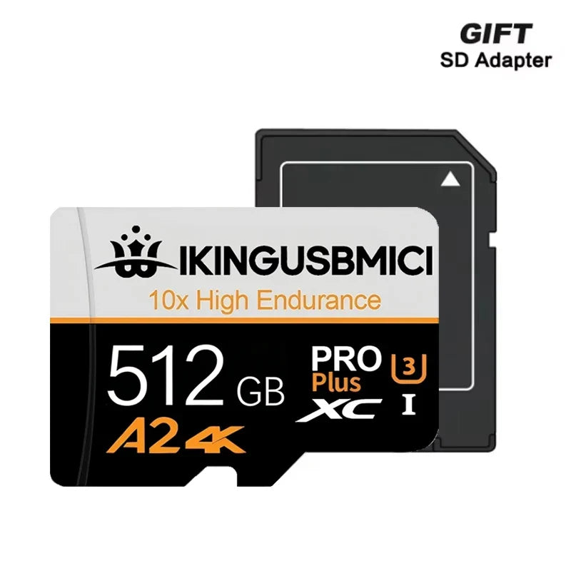 Class 10 U3 V30 Waterproof Memory SD Cards with USB Adapter 128GB 512GB High Speed Micro TF/SD Card for Phone Laptop Camera