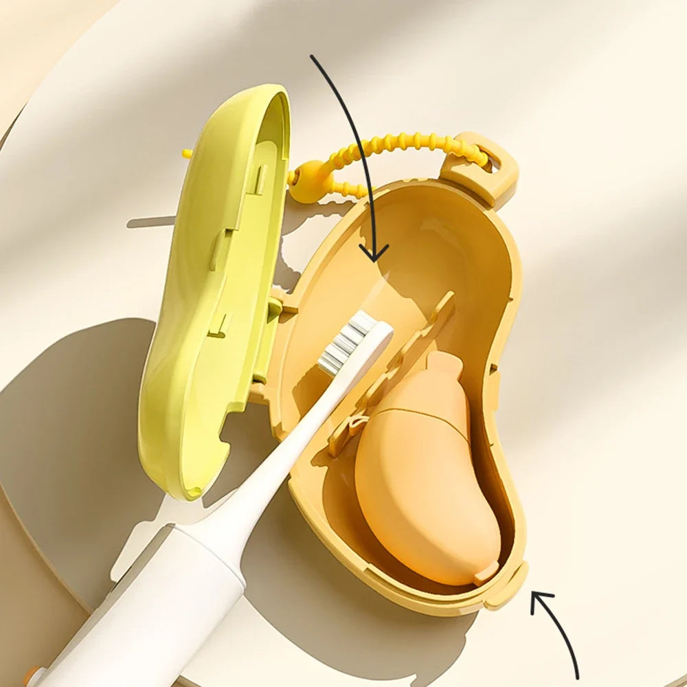 Banana Shape Toothbrush Cover & Toothpaste Travel Case, Silicone Dustproof Holder, Camping, Home