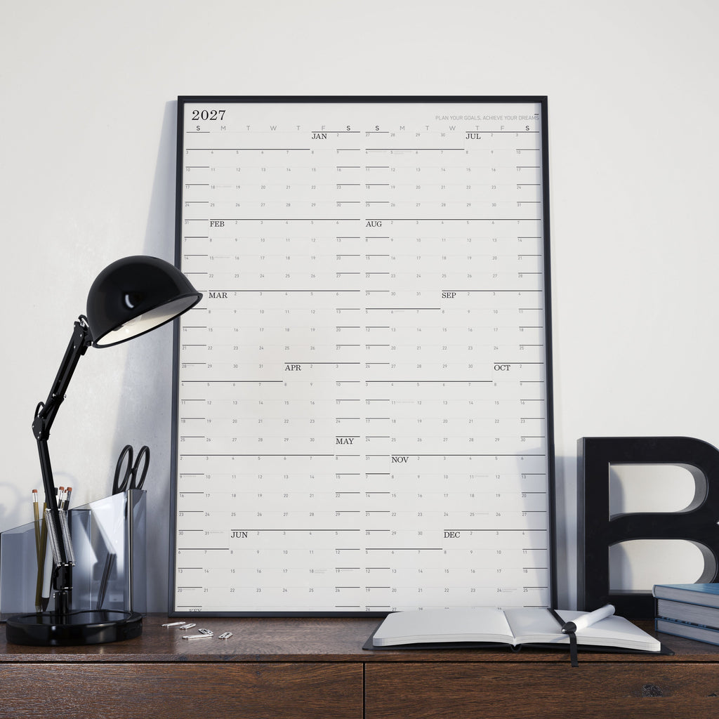 Sunday Monochrome Large Wall Calendar (27x39)