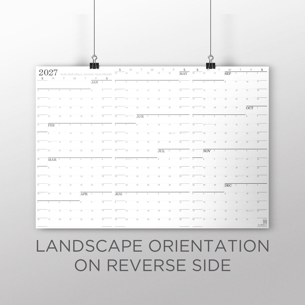 Sunday Monochrome Large Wall Calendar (27x39)