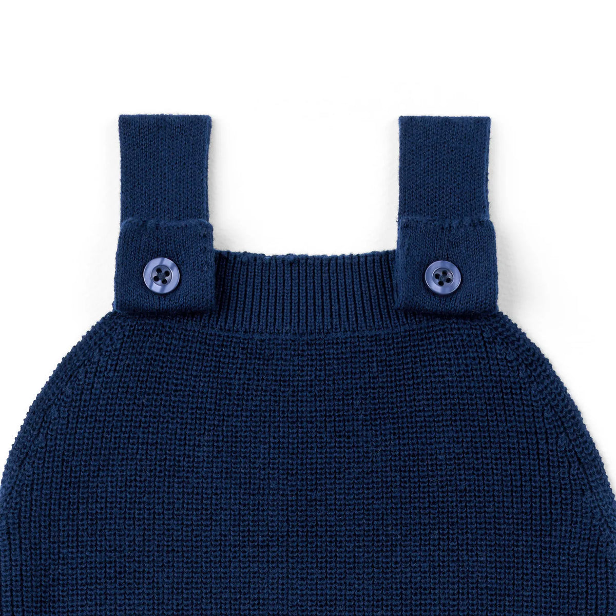 Baby Knit Button Strap Romper in Navy