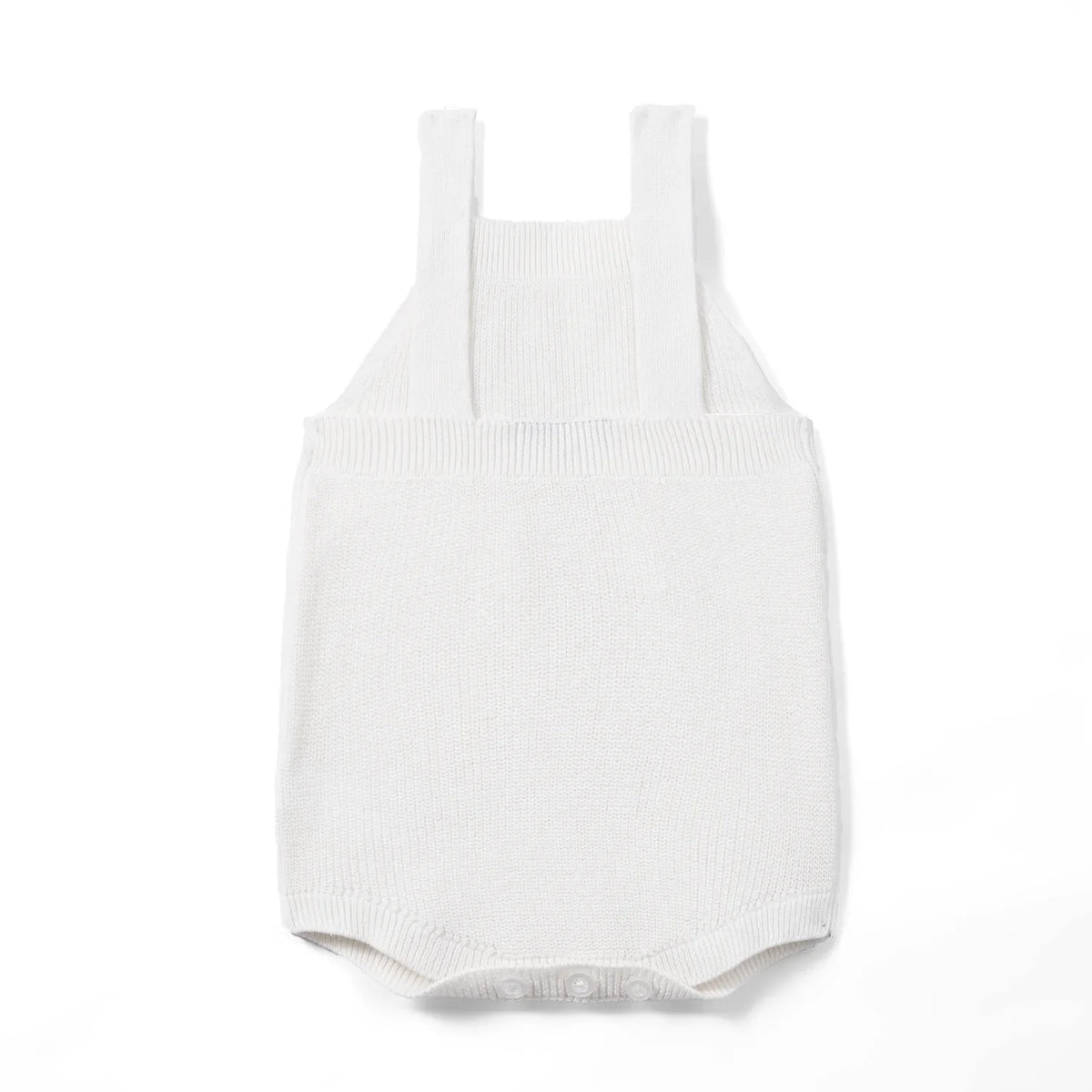 Baby Knit Button Strap Romper in White