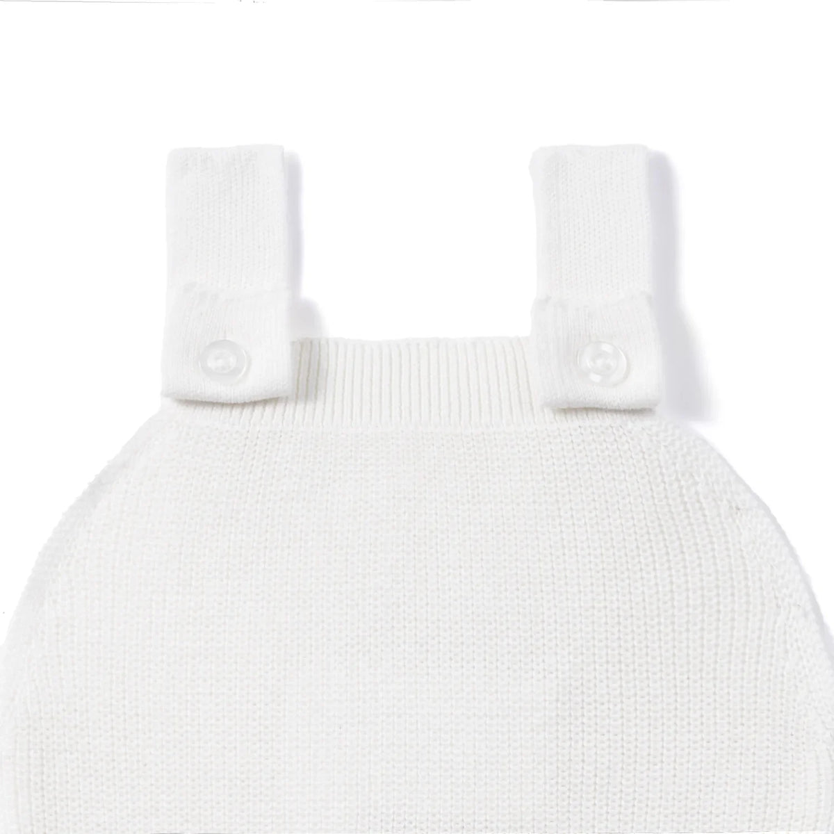 Baby Knit Button Strap Romper in White
