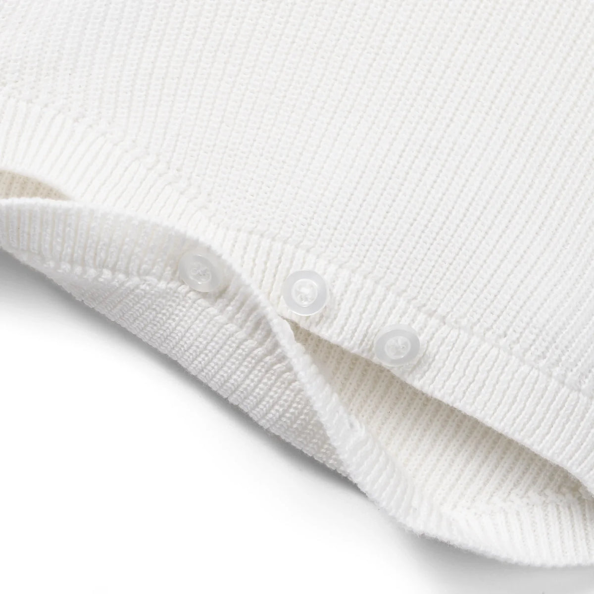 Baby Knit Button Strap Romper in White