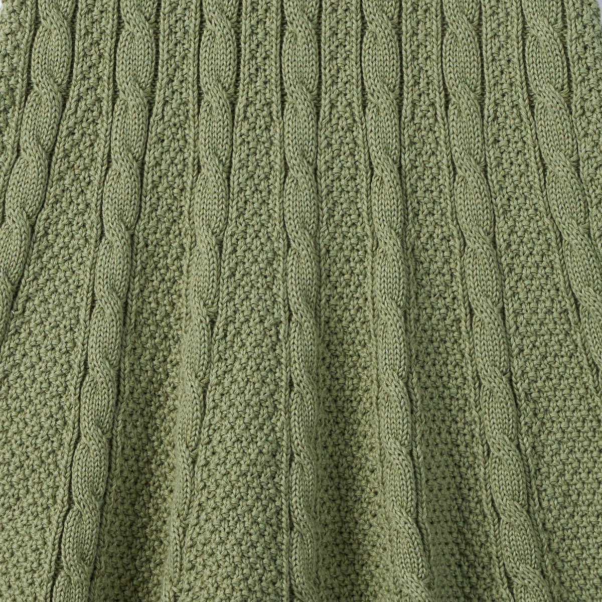 Cable Knit Polo Dress in Sage Green