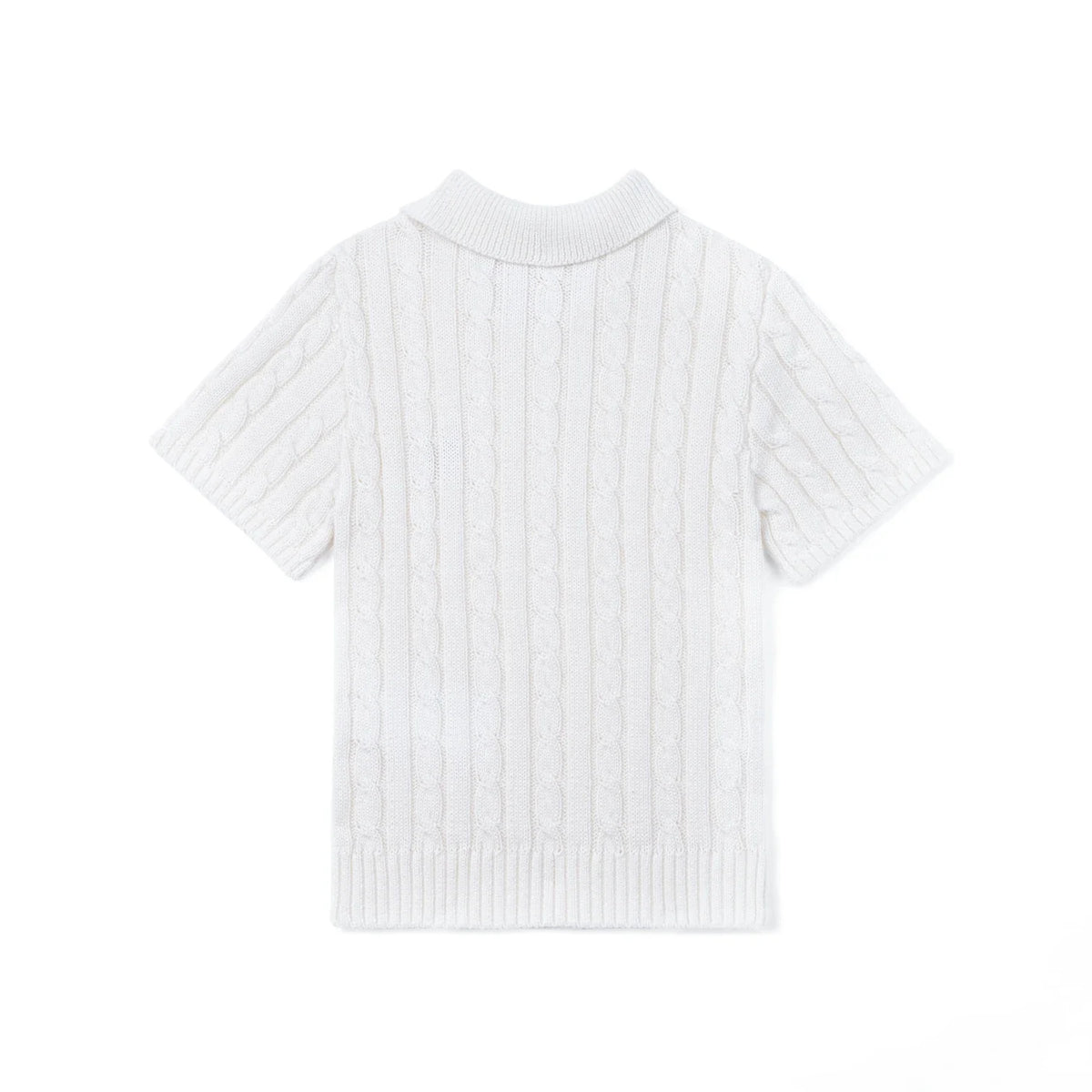 Cable Knit Polo Sweater in White