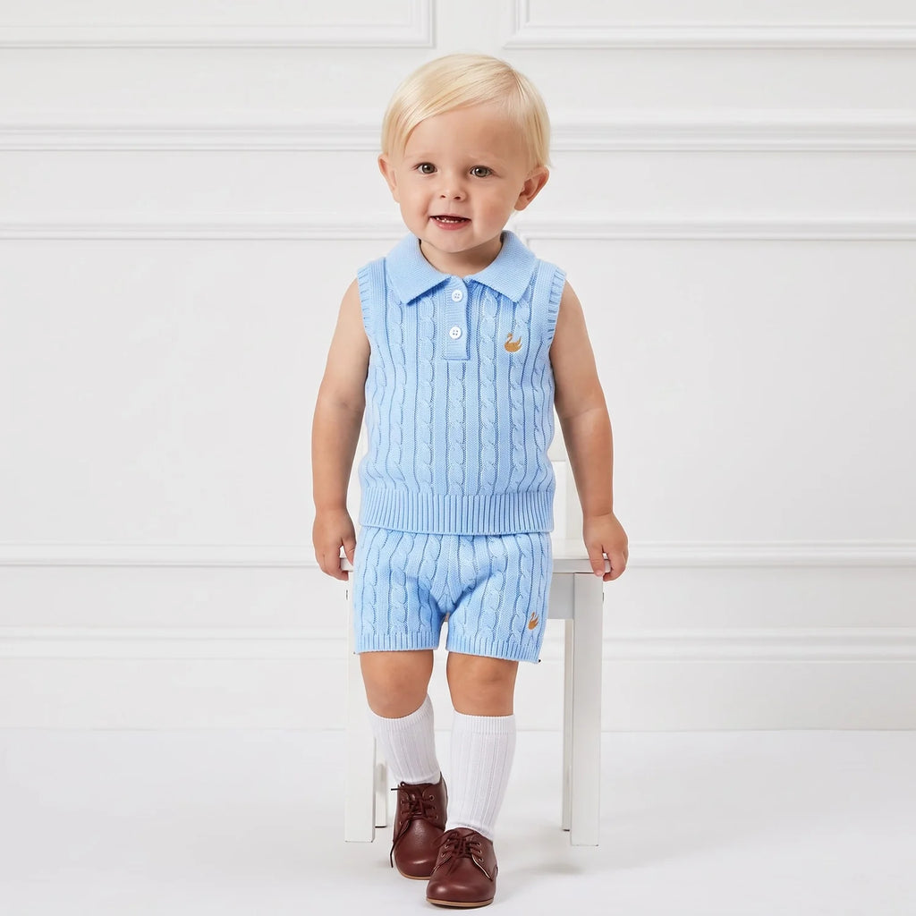 Cable Knit Short in Baby Blue
