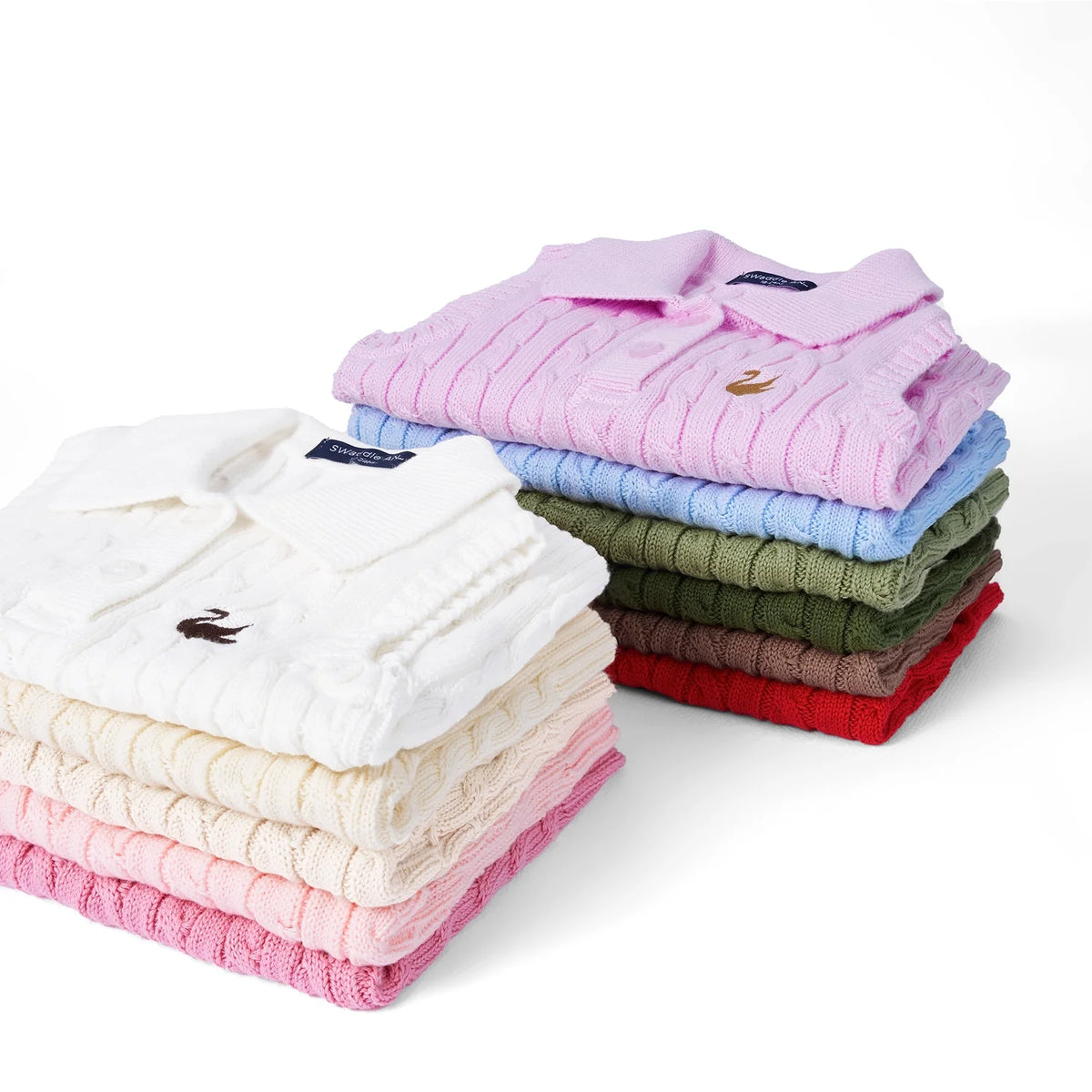 Cable Knit Sleeveless Polo Shirt in Lilac