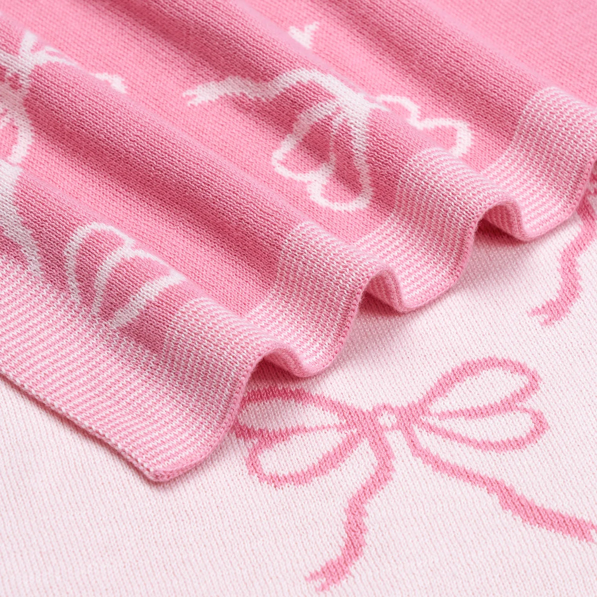 Coquette Bow Jacquard Knit Baby Blanket