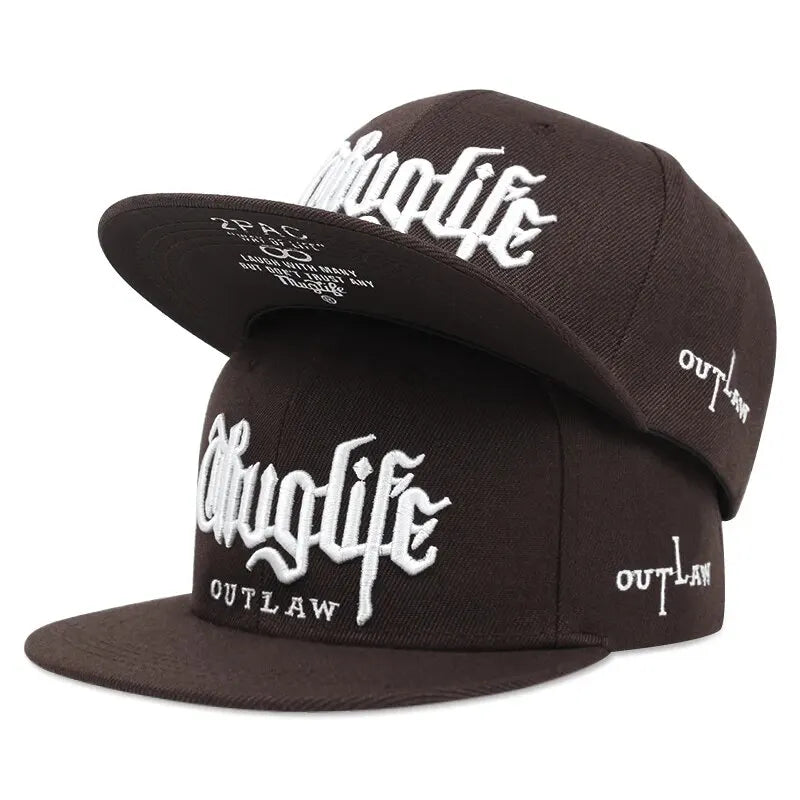 Thug Life Embroidery Snapback Baseball Cap for Streetwear Style