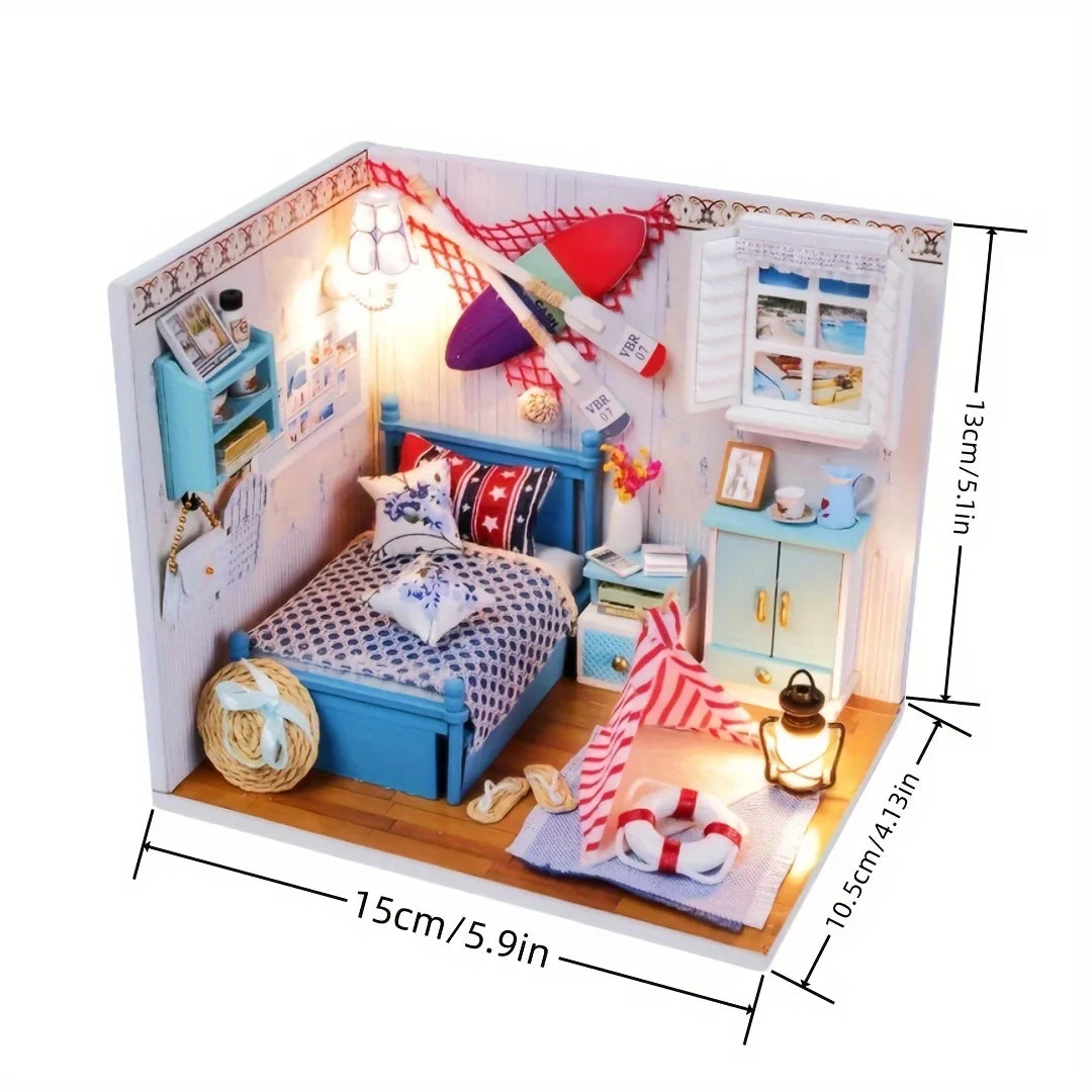 1pc,Diy Wooden Doll House,Assembly Model Kit,3d Puzzle, Birthday Christmas Gifts for teenagers and adults,Home Decor Micro Model