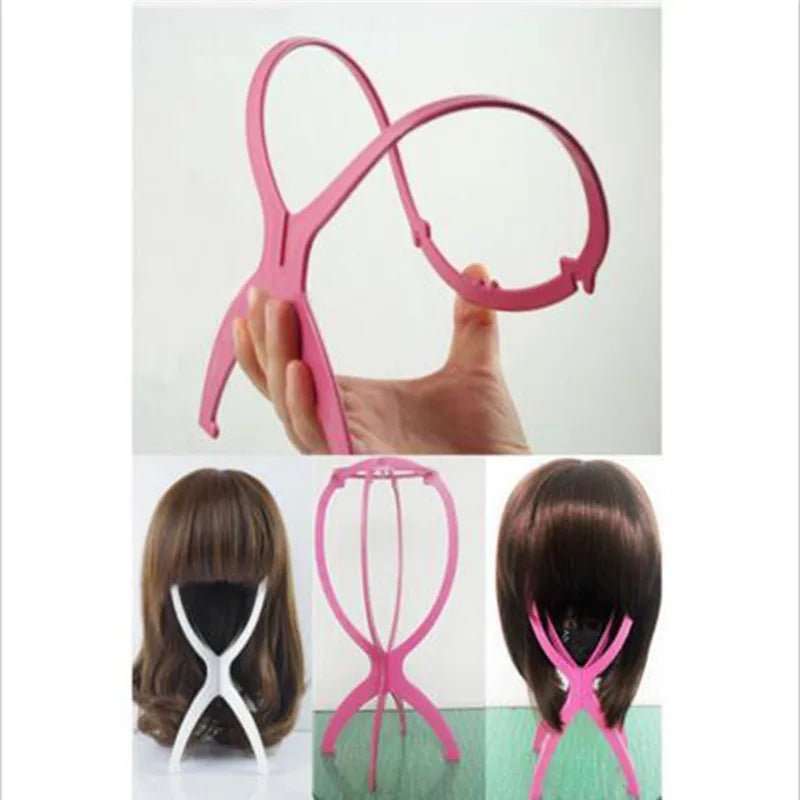 1pcs High Quality Wig Stand Multi-Purpose Use Hat Wig Hair Head Stand Foldable Flexible Plastic Wig Holder