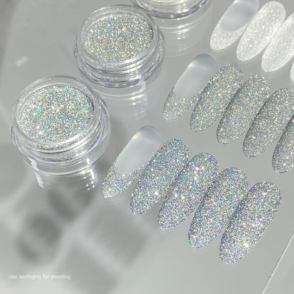Rhinestone Nail Powder, Includes white and Colorful Laser Water Drill, Mixed Nail Materials, Perfect for Wedding Nails and Salon