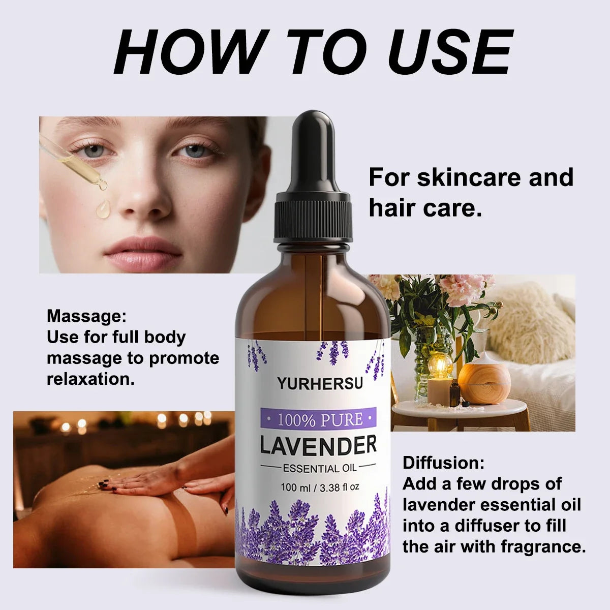 High Strength Lavender Oil for Aromatherapy, Relieves Stress & Anxiety, Promotes Deep Sleep & Healing