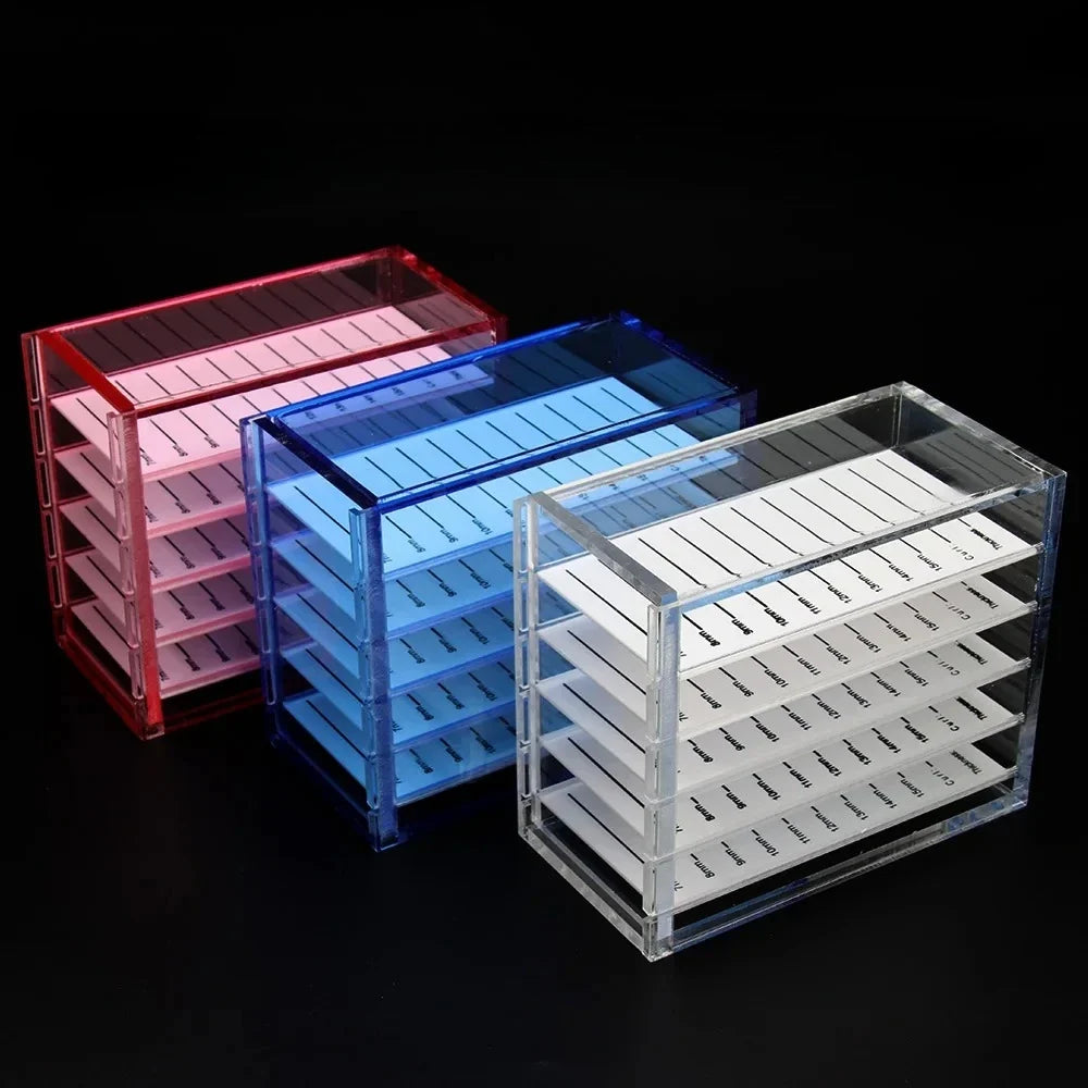 5-Tier Acrylic Lash Organizer Box-Salon-Grade Hygienic Storage Case for False Eyelashes|Travel-Friendly Makeup Artist Essentials