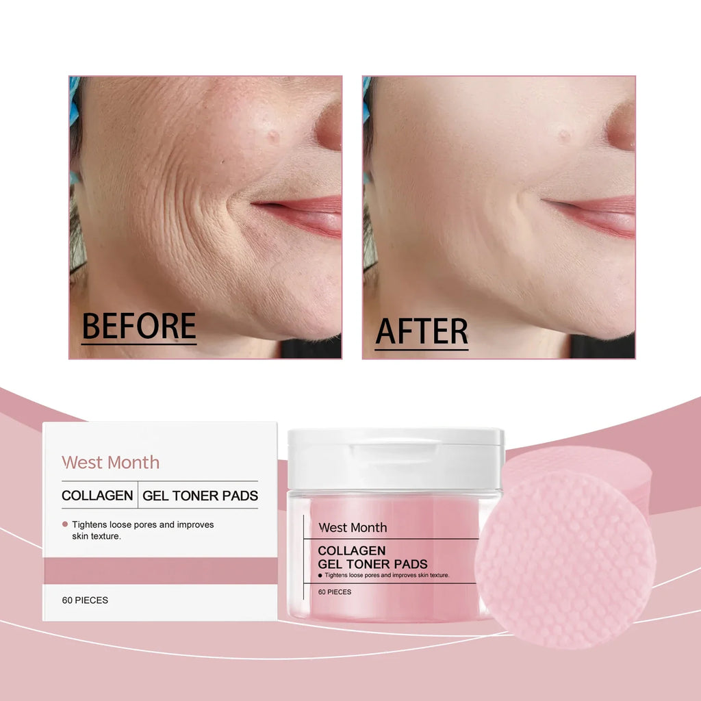 WEST MONTH Collagen Gel Toner Pads Provide Deep Moisturizing and Comfortable Feeling Enhance Skin Elasticity and Firming Effect