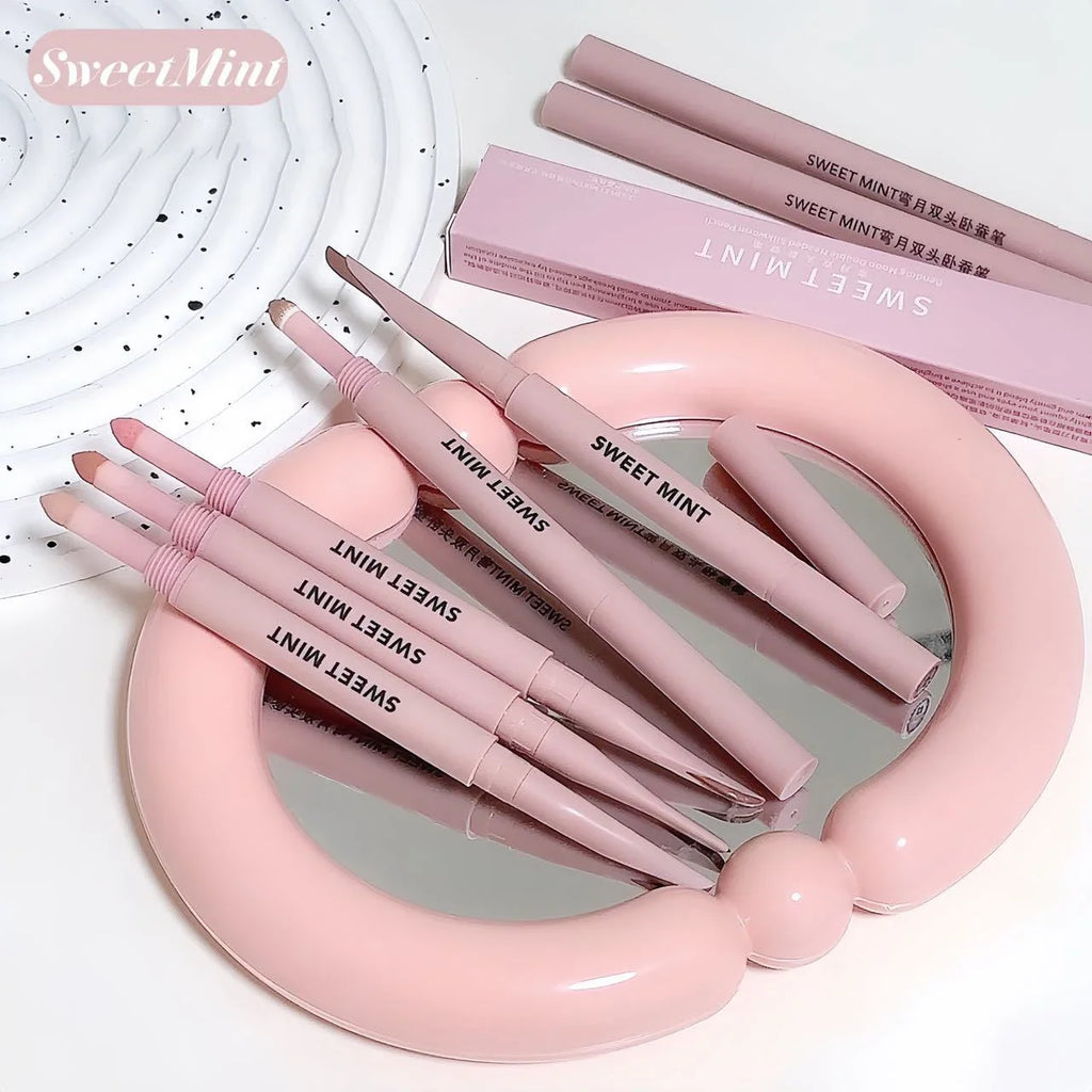 Sweetmint Meniscus Double-ended Silkworm Eyeliner Shadow Highlight Naturally Brightening Long-lasting Eye Makeup Two-in-One