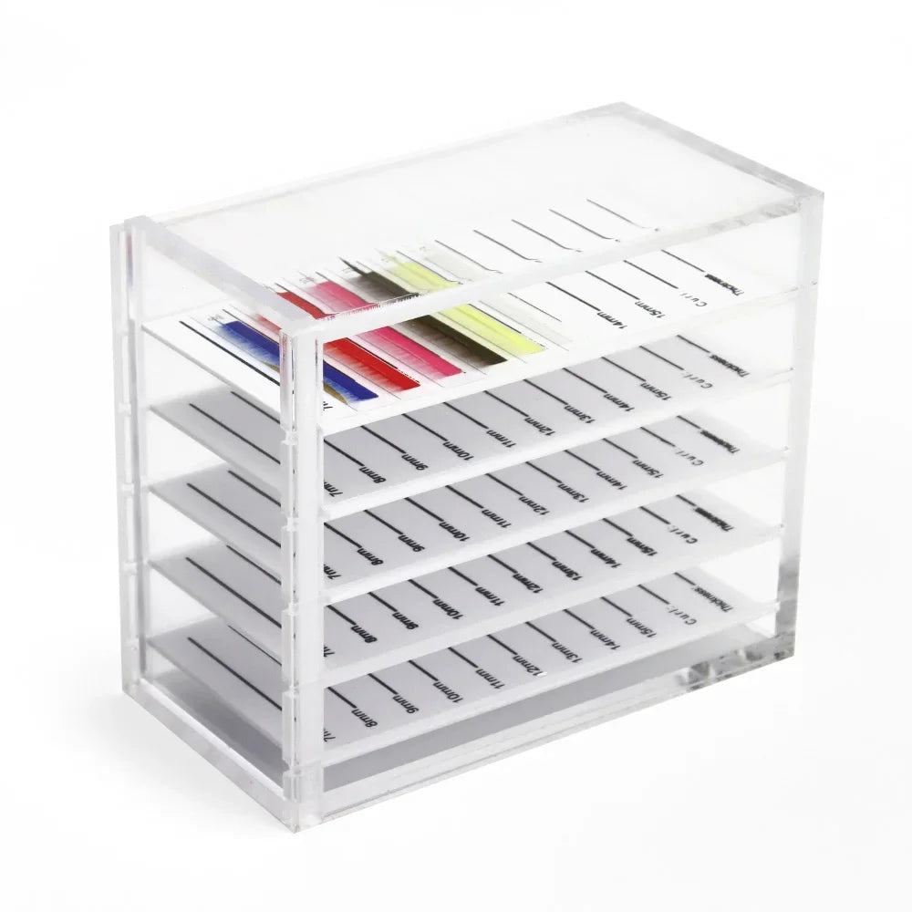 5-Tier Acrylic Lash Organizer Box-Salon-Grade Hygienic Storage Case for False Eyelashes|Travel-Friendly Makeup Artist Essentials