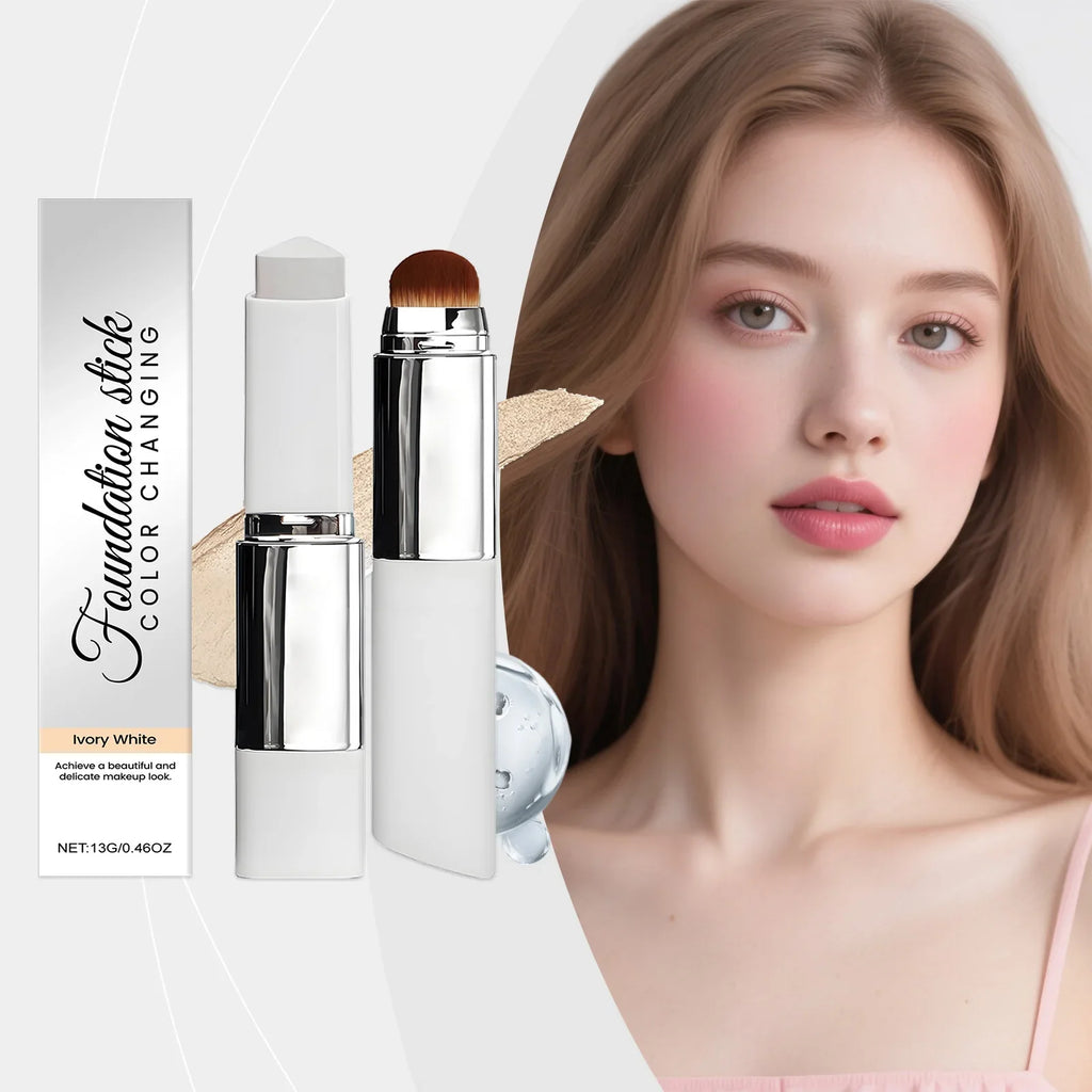 Ivory White Two In One Color Changing Foundation Make-Up Stick Light&Thin Skin CareMatte Natural Makeup Foundation Make-Up Stick