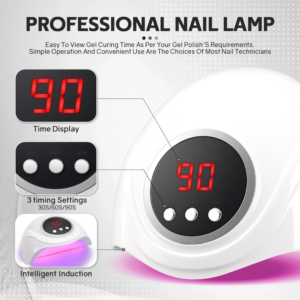 72W UV LED Nail Lamp Professional 24LEDS Gel Polish Drying Lamp With Automatic Sensing 3 Timer Nail Dryer Manicure Salon Tools