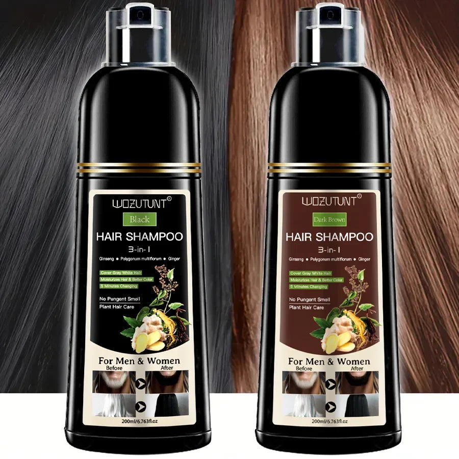 3 In 1 Dye Shampoo Instant Gray White Hair Coverage Hair Color Shampoo 5 Minutes Change Long Lasting Natural Colored Easy To Use