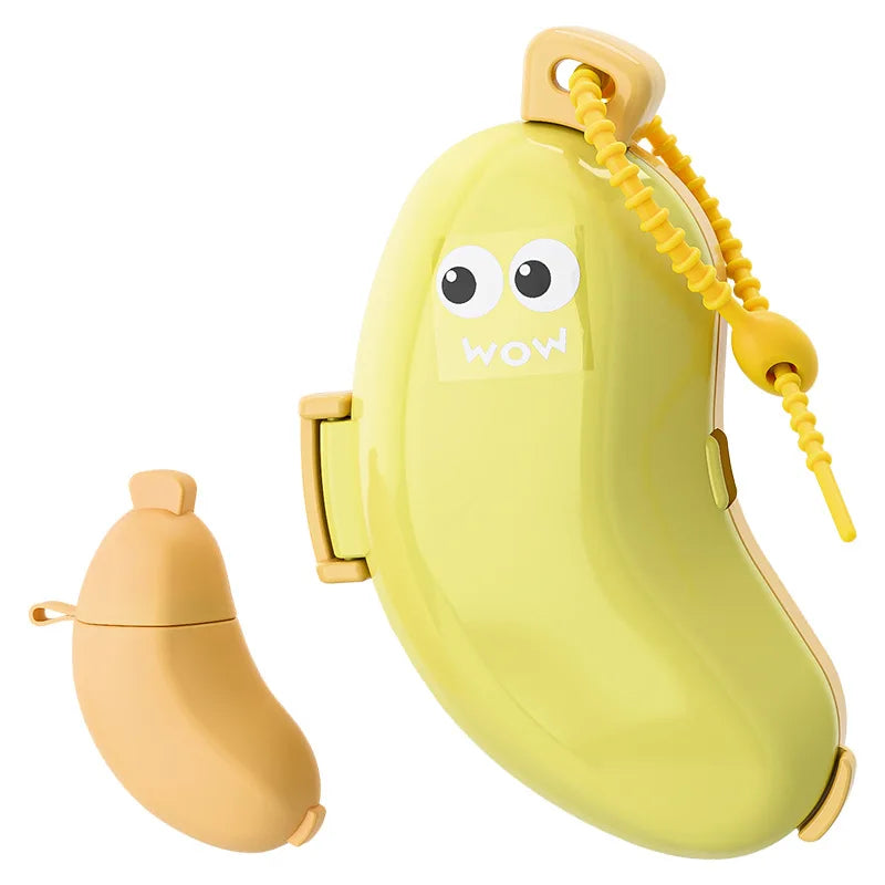 Banana Shape Toothbrush Cover & Toothpaste Travel Case, Silicone Dustproof Holder, Camping, Home