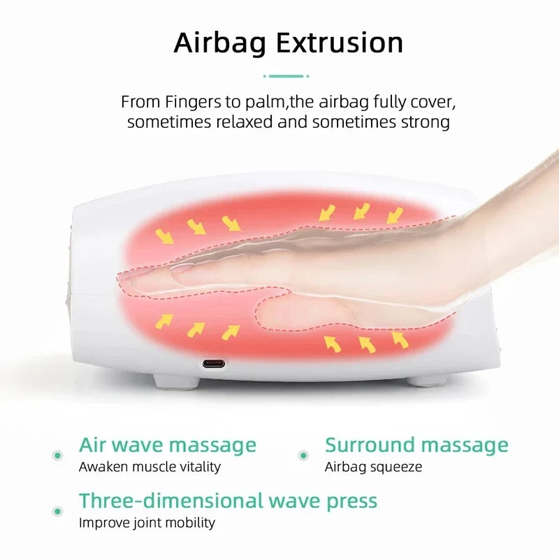Electric Hand Massager Heat Cordless with Air Compression Finger Acupoint Palm Finger Massage Machine for Arthritis Pressure