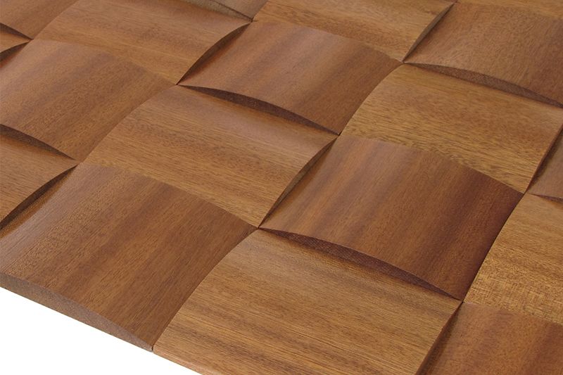 Sapele Big Straw Mesh-mounted Wood Mosaic Wall Tile - Livfloors Collection