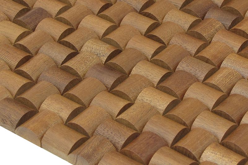 Sapele Straw Mesh-mounted Wood Mosaic Wall Tile - Livfloors Collection