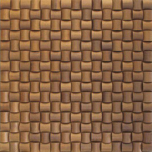 Sapele Straw Mesh-mounted Wood Mosaic Wall Tile - Livfloors Collection