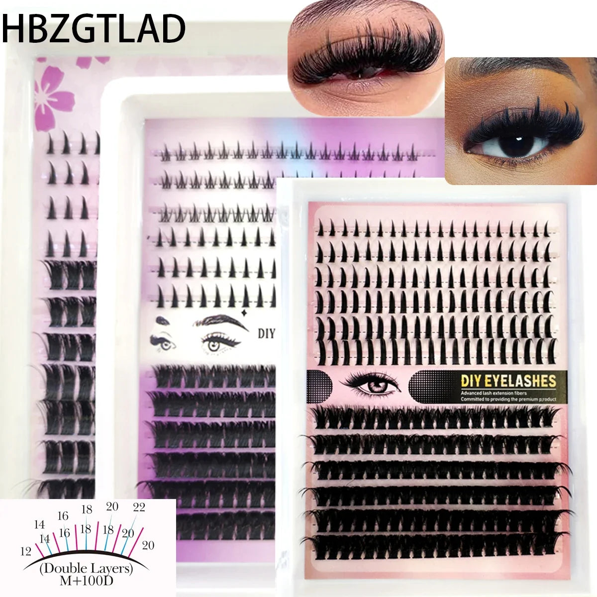 12rows Salon-Like Lash Clusters Kit DIY Eyelash  extension comic eyelash curler grou upper eyelashes Volume Fairy Eyelash