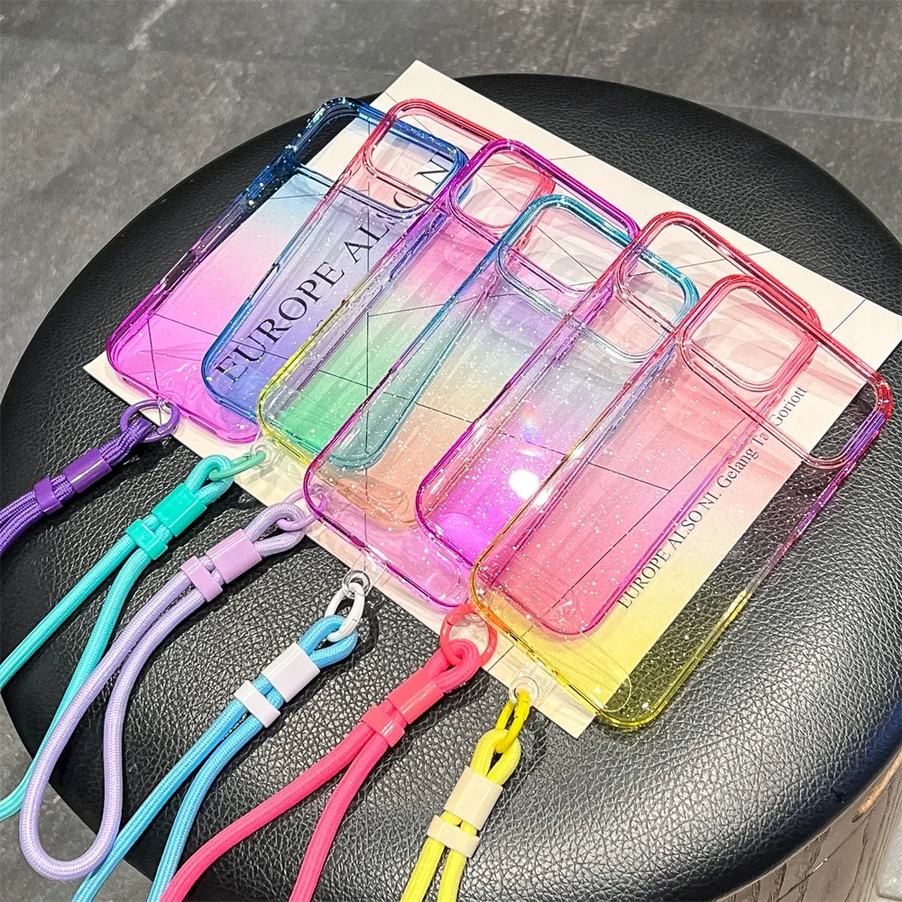 Gradient Colorful Transparent Phone Case For iPhone