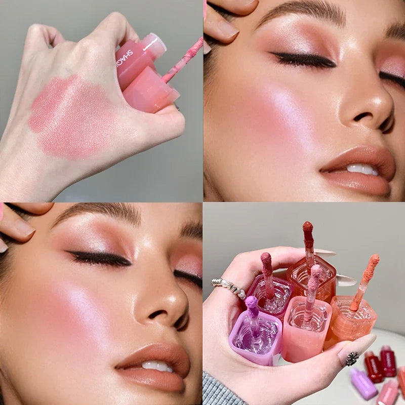 Soft Matte Liquid Blush SHAQINUO Makeup Waterproof Brighten Natural Rouge Peach Pink Violet Jelly Blusher Face Makeup Cosmetics