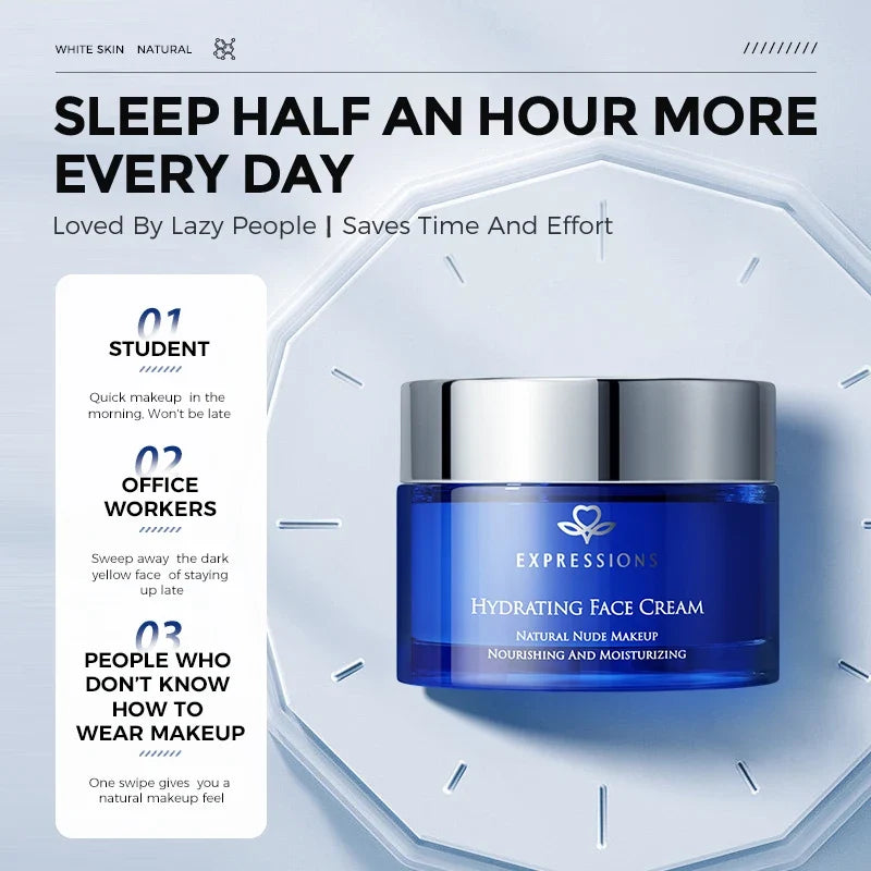 EXPRESSIONS Hydrating Tone-Up Face Cream – Niacinamide Brightening, Natural No-Makeup Look, Long-Lasting Moisturizer