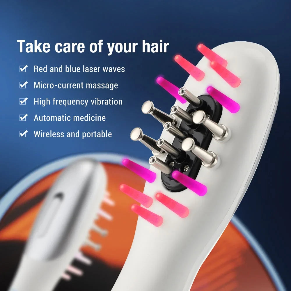 Electric EMS Scalp Massager Comb LED Light Head Massager with Hair Oil Applicator for Scalp Relax Hair Growth Fit All Hairstyle