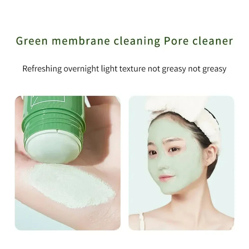 Green Tea Eggplant Solid Mask Deep Cleansing Oil Control Balance Antioxidan Shrink Pores Remove Blackheads Refreshing Mud Mask