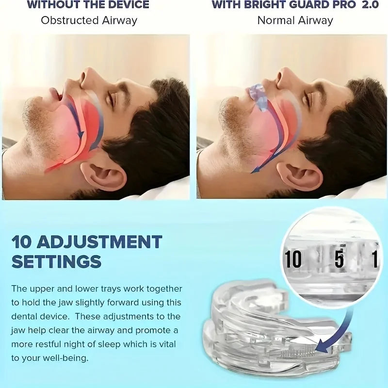 Anti-Snoring Mouth Guard, Adjustable Mouthpiece - Night Time Teeth Mouthguard & Sleeping Bite Guard for Bruxism and Stop Snoring