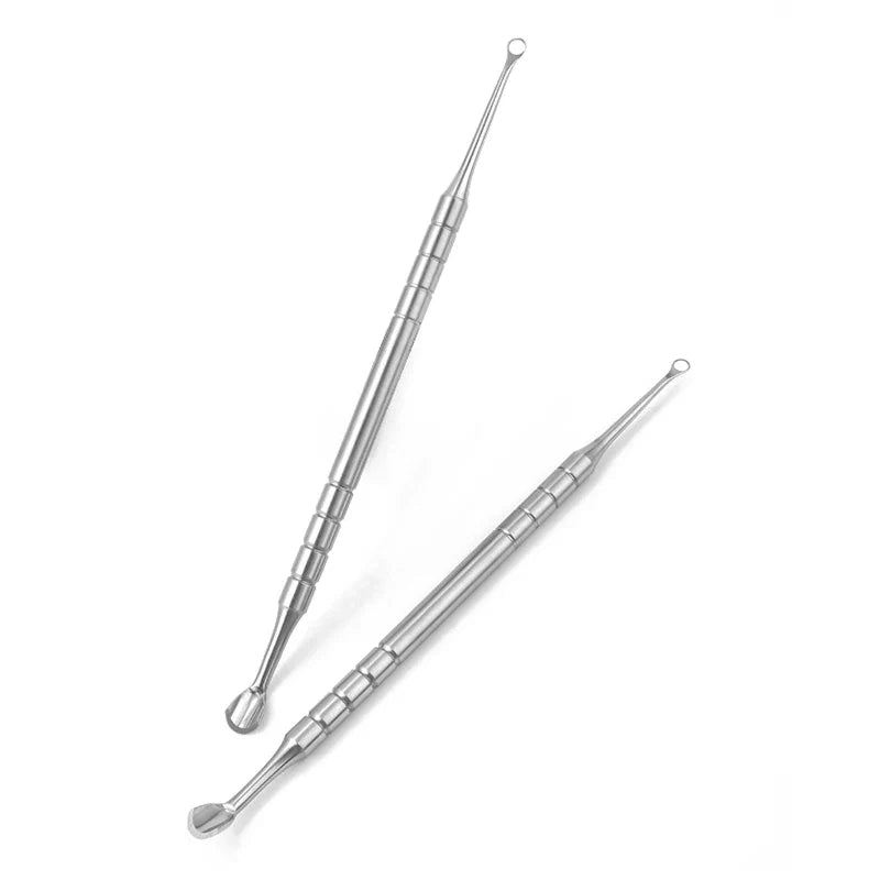 Stainless Steel Double-Ended Nail Care Tool Cuticle Pusher Remover Manicure Cleaner Circle & Horseshoe Header